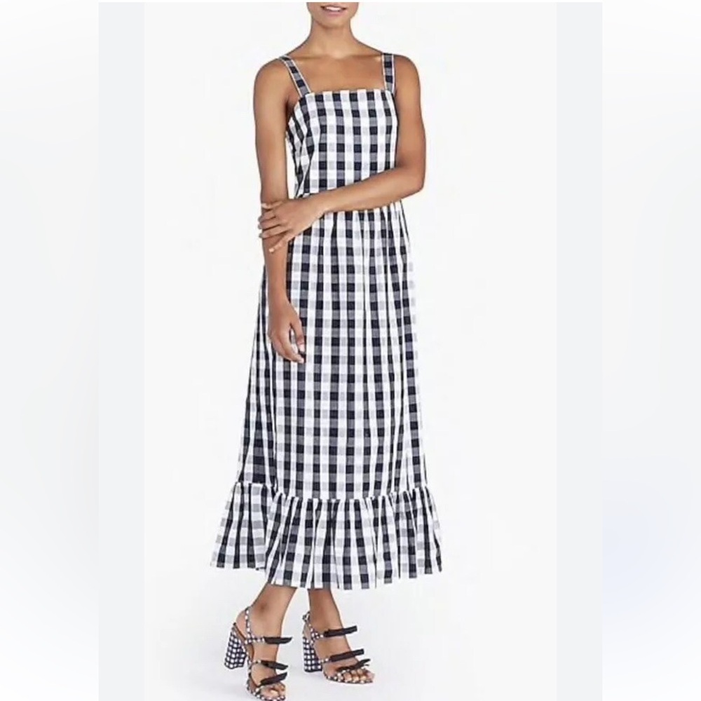 J. Crew Black and White Gingham Maxi Dress